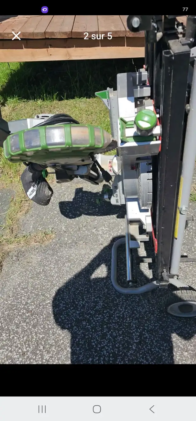 SCIE À ONGLET SUR SUPPORT ROULANT