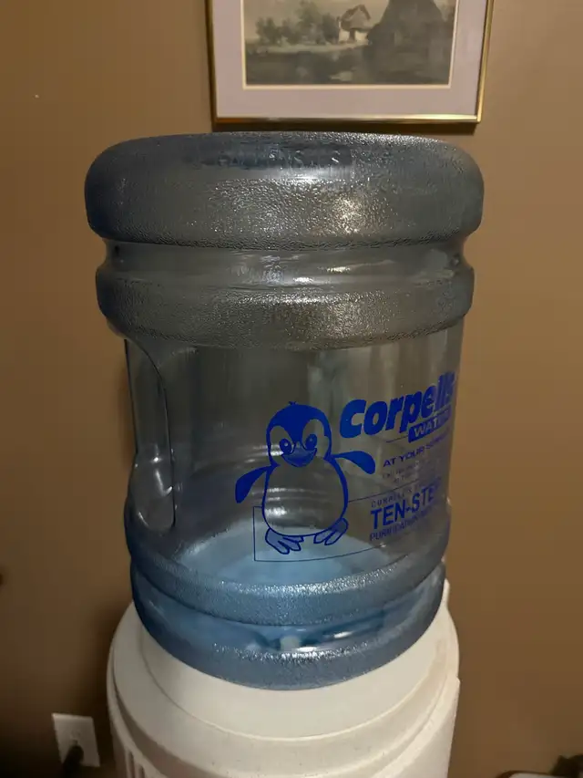 Blue water bottle for cooler