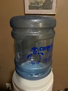 Blue water bottle for cooler