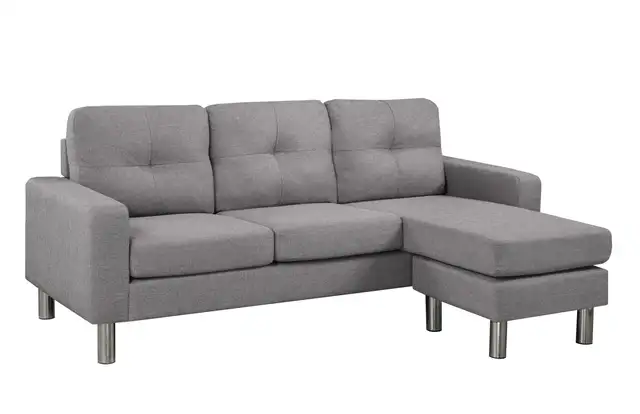Slim Sectional with Reversible Chaise, Light Grey FREE DELIVERY