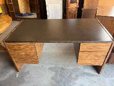 Free delivery used Brown and Wood Grain Office Desk with Drawers - Photo 2