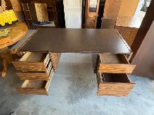 Free delivery used Brown and Wood Grain Office Desk with Drawers - Photo 3