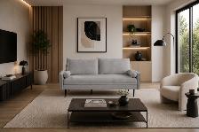 METRO Contemporary Grey Sofa with 2 Accent Cushions.. - Photo 4