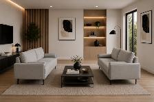 METRO Contemporary Grey Sofa with 2 Accent Cushions.. - Photo 5