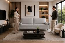 METRO Contemporary Grey Sofa with 2 Accent Cushions.. - Photo 6