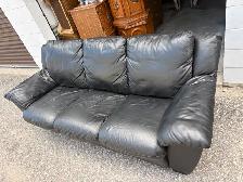 Free delivery used Black Leather 3-Seater Sofa - Photo 6