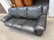 Free delivery used Black Leather 3-Seater Sofa - Photo 8