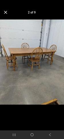 Oak Dining Table and Chairs Set - Photo 2