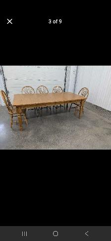 Oak Dining Table and Chairs Set - Photo 3
