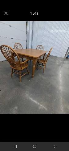 Oak Dining Table and Chairs Set - Photo 5