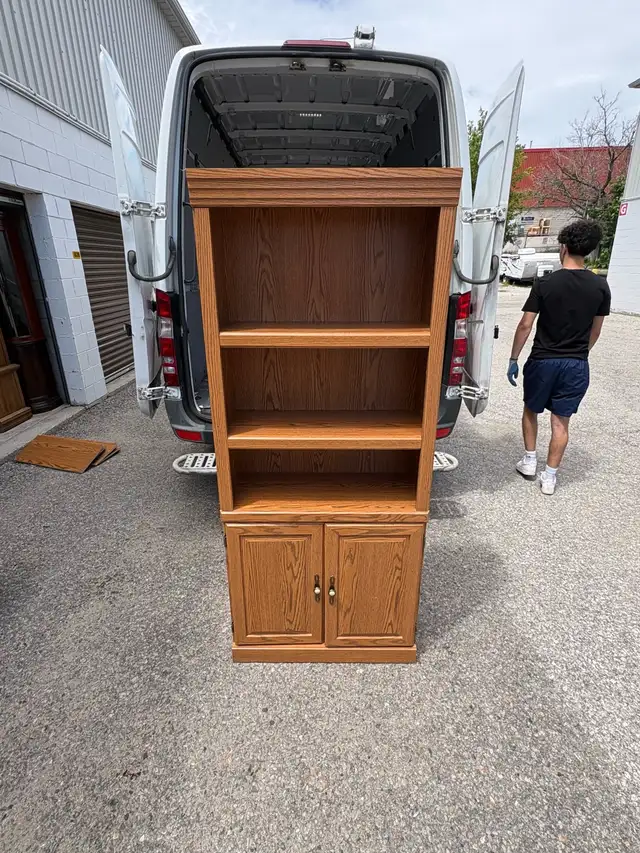 Free delivery used Wooden Bookcase with Cabinet