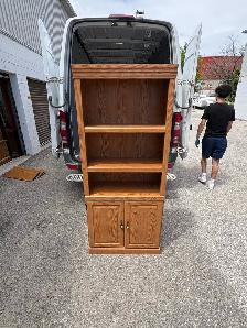 Free delivery used Wooden Bookcase with Cabinet