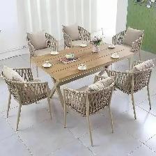 Brand New 7pcs Aluminum Teak Patio Dining Set Special $1599