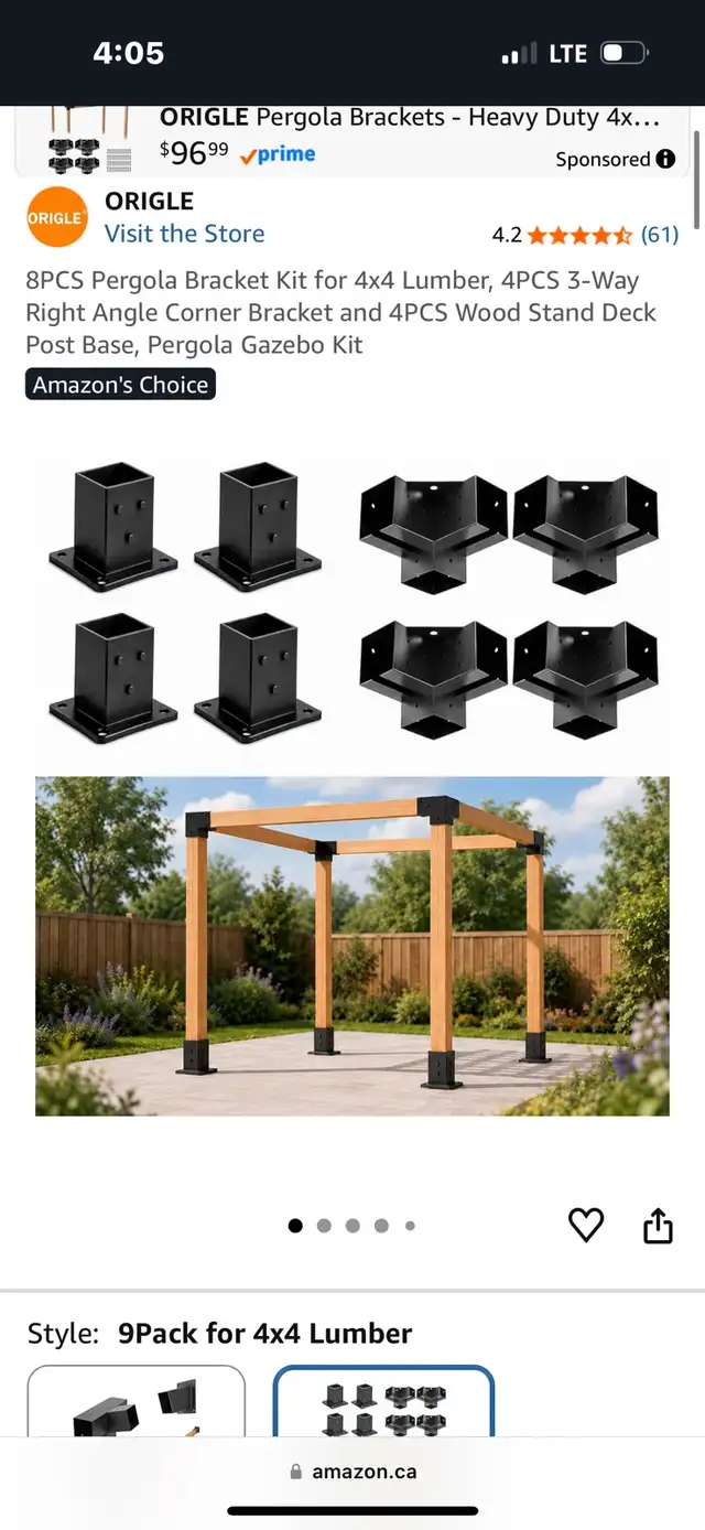 4x4 Pergola Bracket Kit
