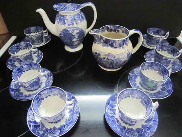 Enoch Wood ENGLISH SCENERY china tea set for 8