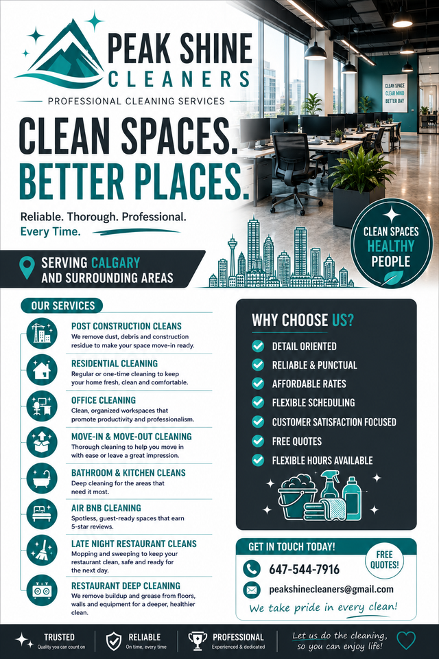 CLEANS (NOT HIRING) FLEXIBLE AND READY