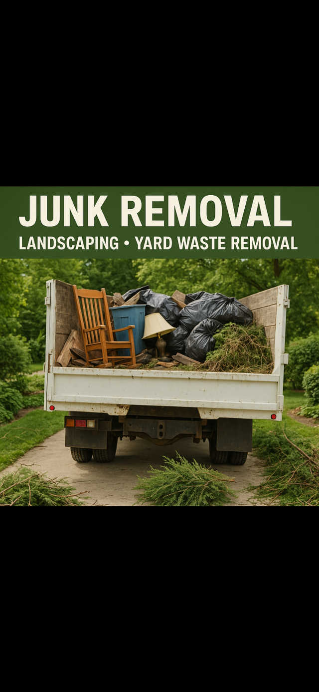 Garbage and junk removal. Yard clean up. Debris. loads to dump