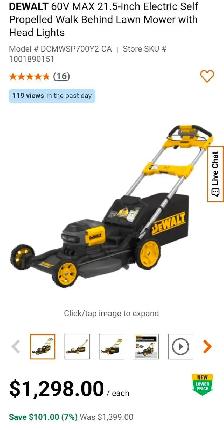 DEWALT 60V MAX 21.5-inch Self Propelled Lawn Mower