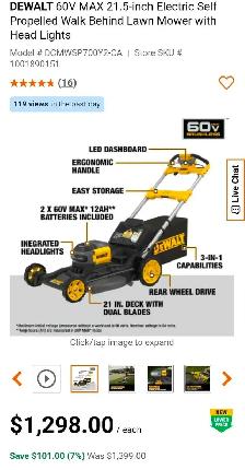DEWALT 60V MAX 21.5-inch Self Propelled Lawn Mower - Photo 2