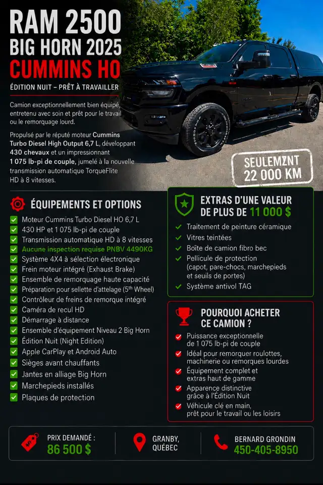 Dodge Ram 2500 Diesel 2025 seulement 22Km
