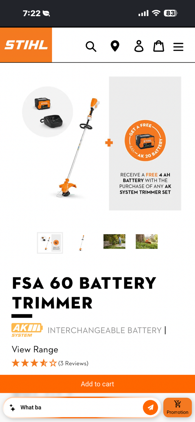 Brand New STIHL FSA 60R Motor Sense trimmer $300 firm.Save now