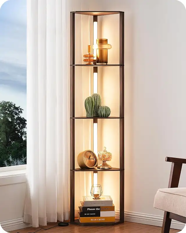 Étagère d'angle avec lumière LED