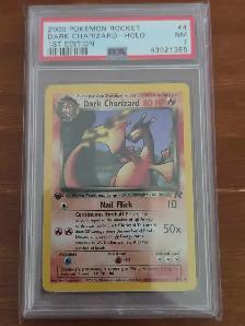 2000 Pokémon Rocket Dark Charizard 1st ed Holo Swirl PSA 7