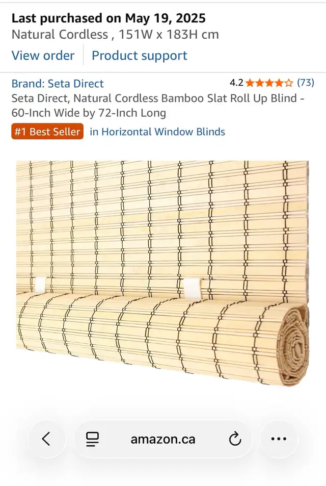 Free bamboo roll up blind: 60x72 never used, Tuscany NW