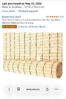 Free bamboo roll up blind: 60x72 never used, Tuscany NW
