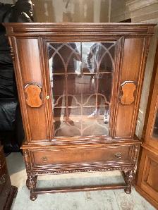 Free delivery Antique Wooden Display Cabinet with Glass Doors