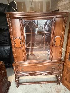 Free delivery Antique Wooden Display Cabinet with Glass Doors - Photo 2