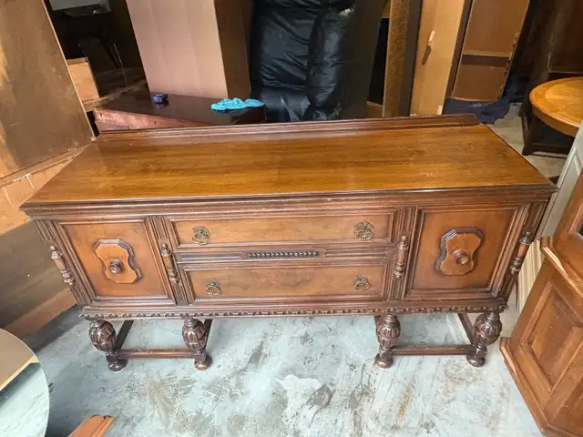 Free delivery antique Vintage Wood Sideboard Buffet