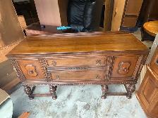 Free delivery antique Vintage Wood Sideboard Buffet