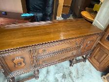Free delivery antique Vintage Wood Sideboard Buffet - Photo 5