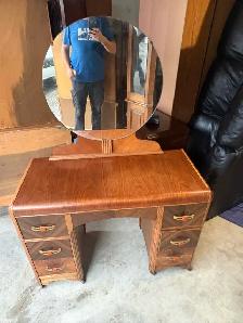 Free delivery antique Vintage Vanity Desk with Mirror - Photo 5