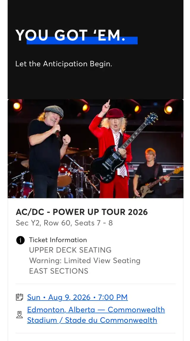 AC/DC concert tickets Edmonton August