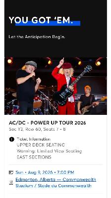 AC/DC concert tickets Edmonton August