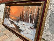 Beautiful Large Winter Scene Hand-Painted On Canvas Painting - Photo 3