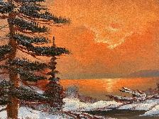 Beautiful Large Winter Scene Hand-Painted On Canvas Painting - Photo 5