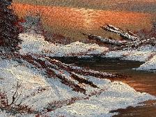 Beautiful Large Winter Scene Hand-Painted On Canvas Painting - Photo 7