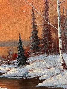 Beautiful Large Winter Scene Hand-Painted On Canvas Painting - Photo 9