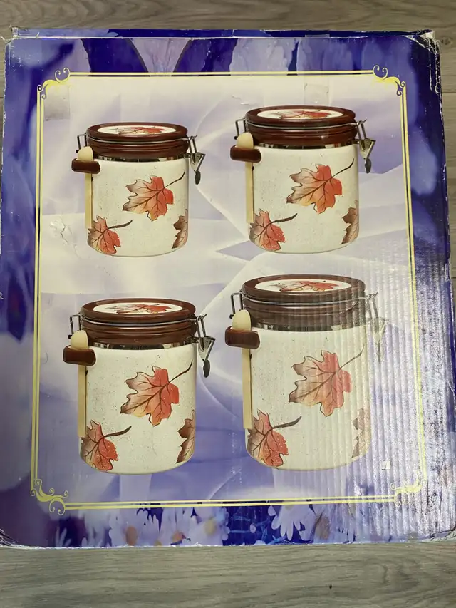 4-Piece Ceramic Kitchen Canisters Set Airtight Containers