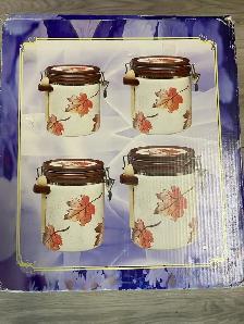 4-Piece Ceramic Kitchen Canisters Set Airtight Containers