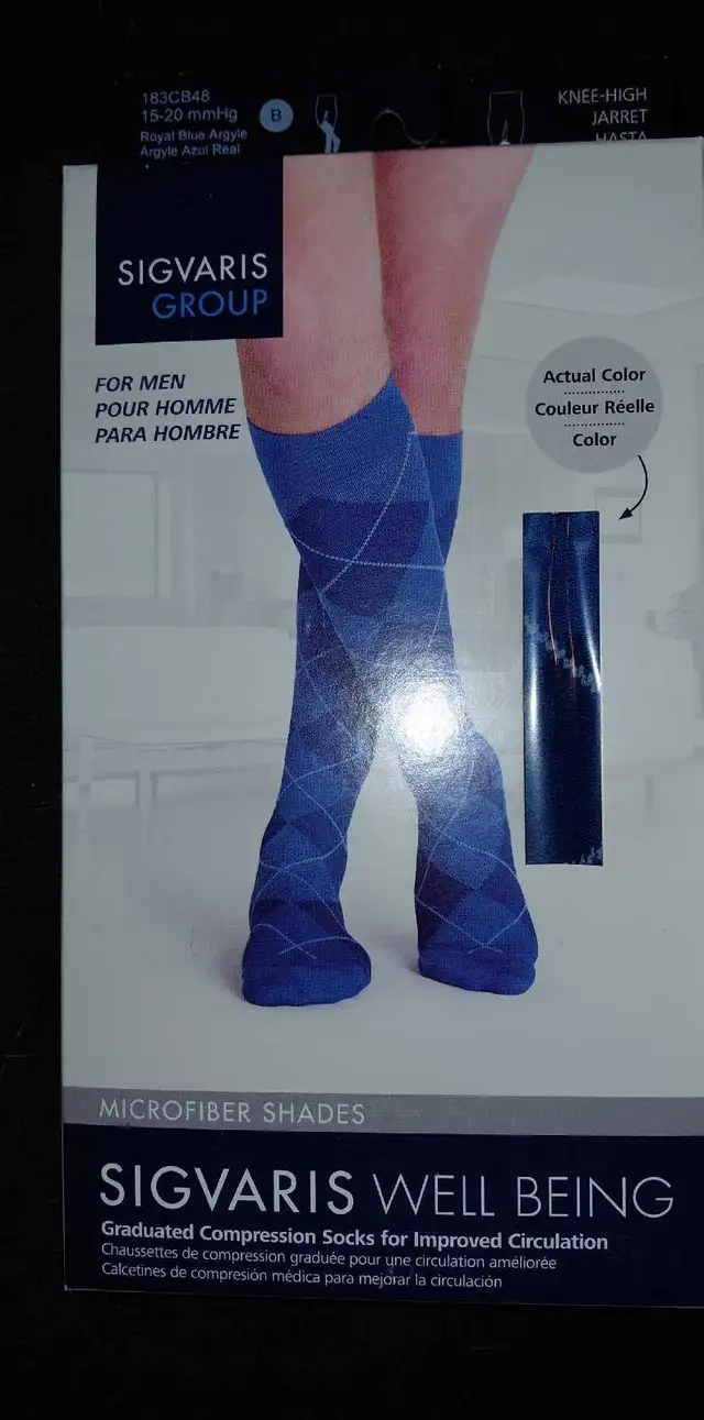 Sigvaris Men's Compression Socks 15 20mmHg Size B 6pairs