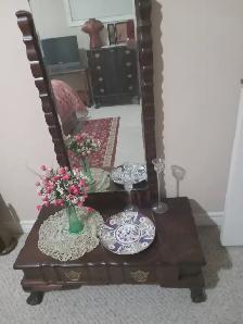 DRESSER WITH LONG MIRROR- VINTAGE- IMBUIA SOLID WOOD - Photo 3