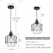 2 Black Industrial Vintage Farmhouse 7"Metal Cage Pendant Light - Photo 2