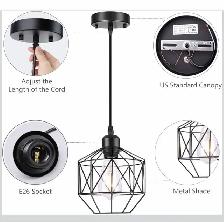 2 Black Industrial Vintage Farmhouse 7"Metal Cage Pendant Light - Photo 3