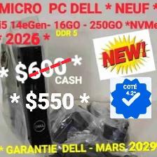 MICRO PC DELL  NEUF - i5 14eGen- 16 GO- 256GO NVMe- HDMI