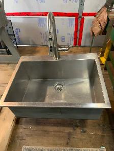 Farm house style kitchen sink with faucet