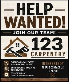 Full time back framing position available.